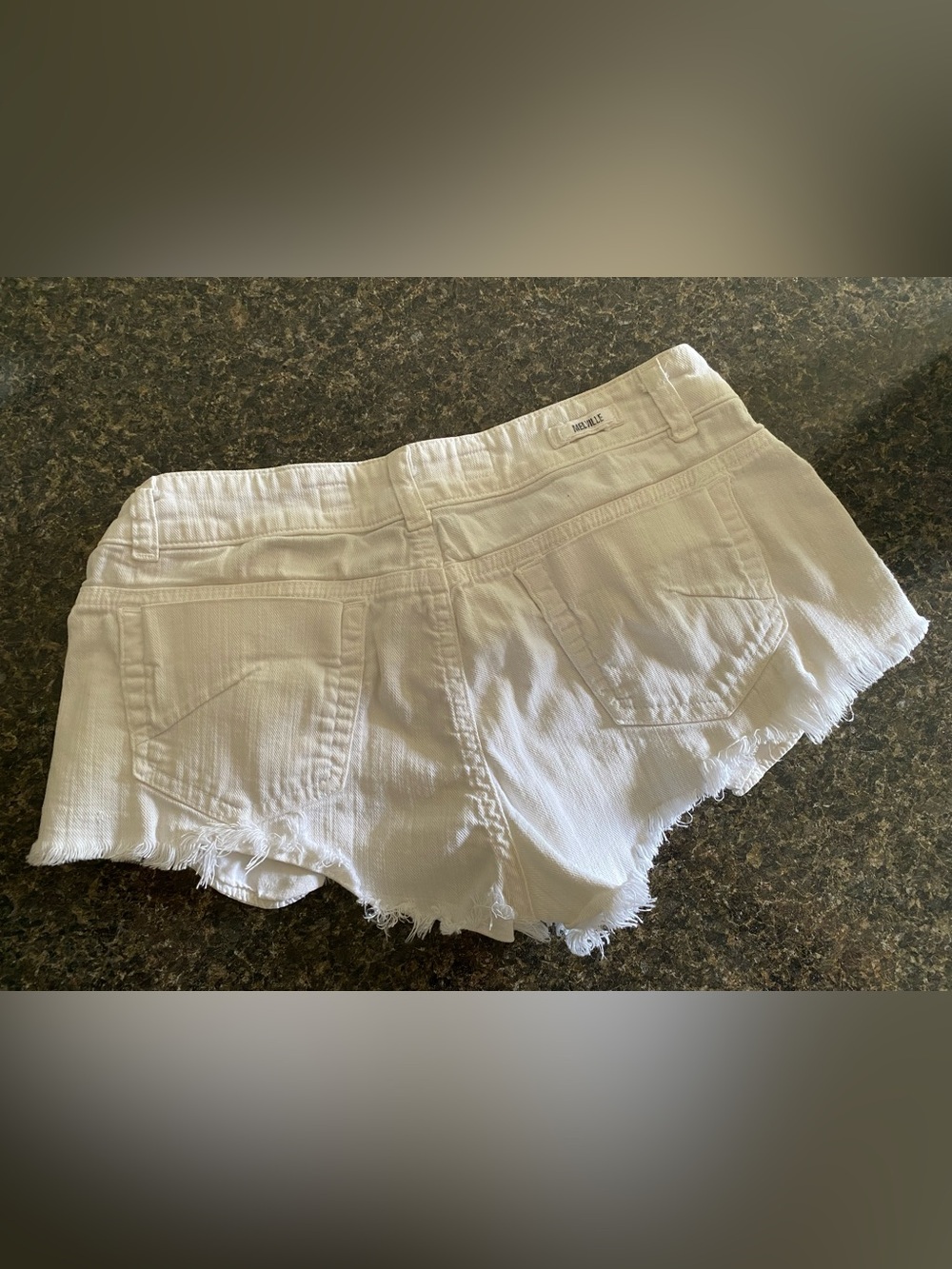 Brandy Melville white stretchy denim jean shorts. - Picture 2 of 8
